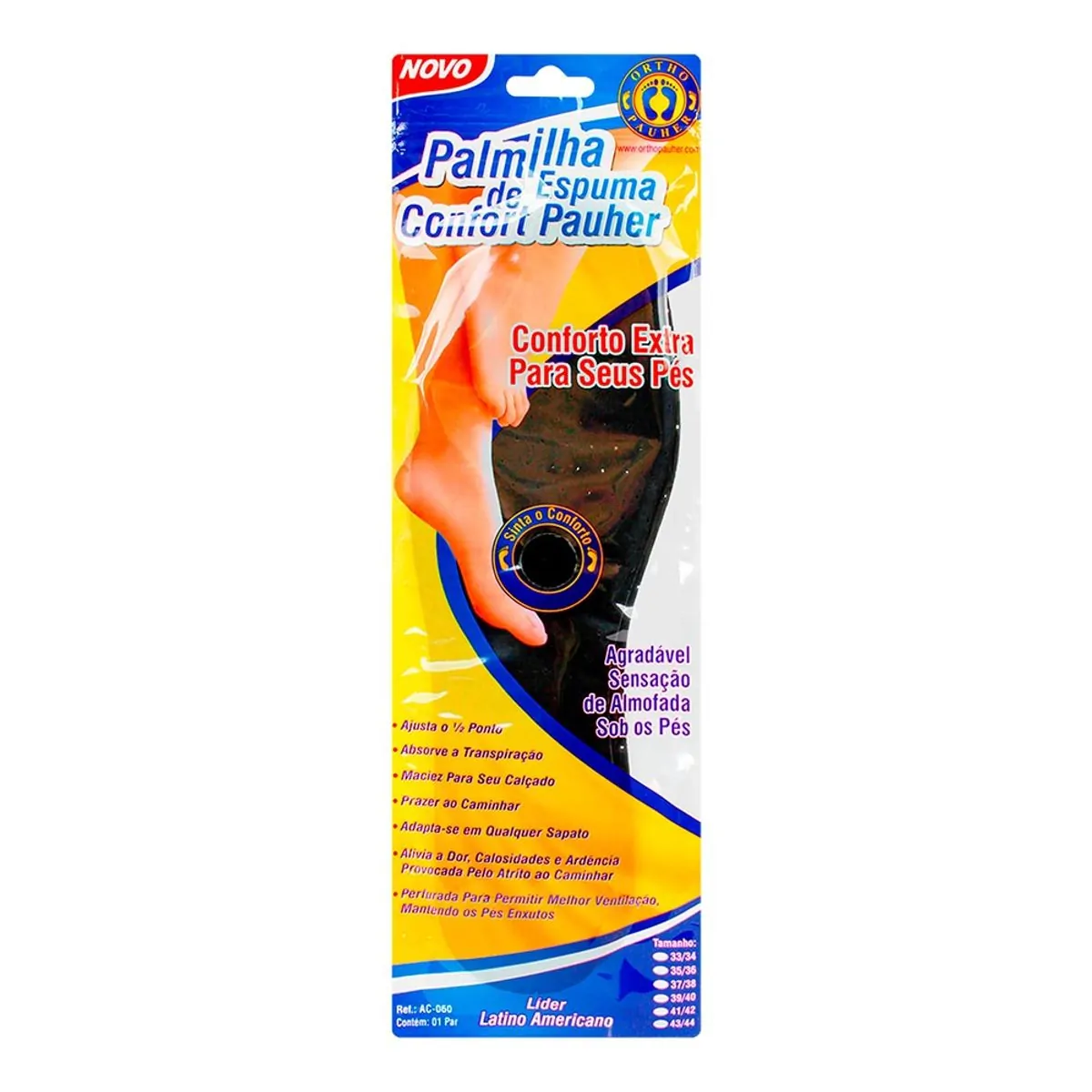 Palmilha Espuma Preta Ortho Pauher Confort 41/42