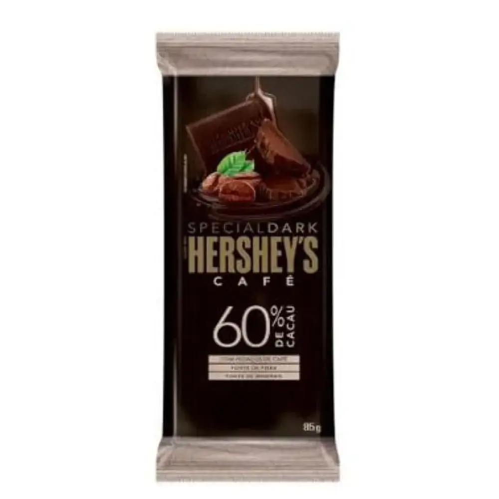 Barra de chocolate special dark 60% cacau com pedaços de café 85g - Hershey s