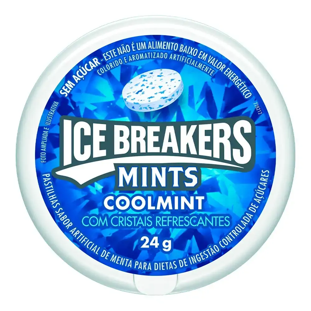Pastilhas Ice Break Mints Coolmint com Cristais Refrescantes