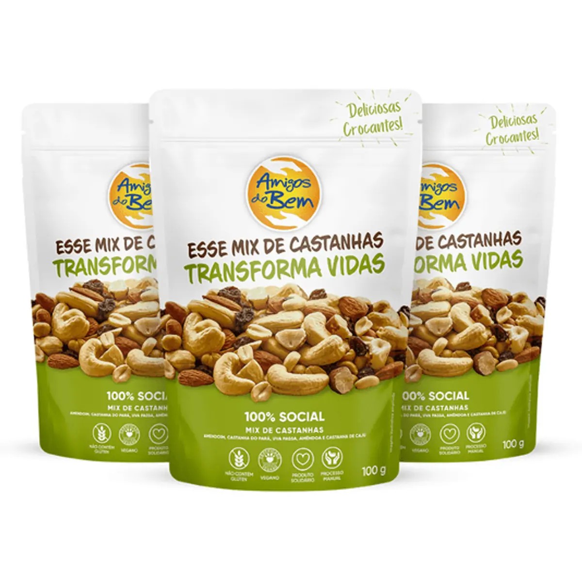Combo 3 Mix de Castanhas Amigos do bem 100 g - POUCH