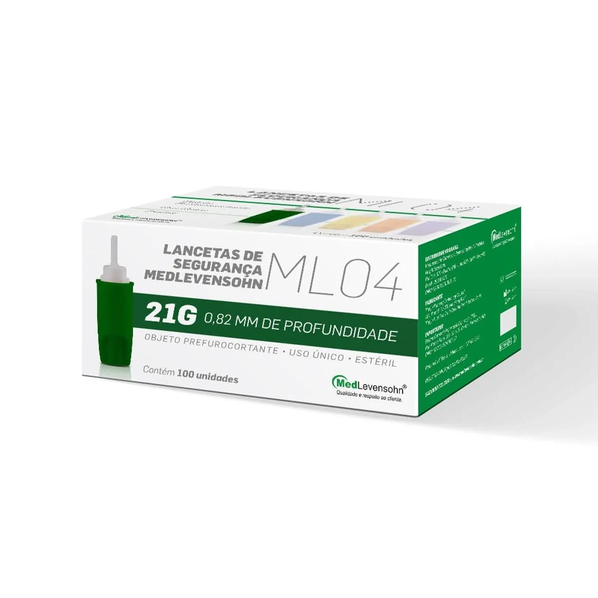 Lanceta c/ Trava de Segurança 30G 0,31x1,4mm 100Unids