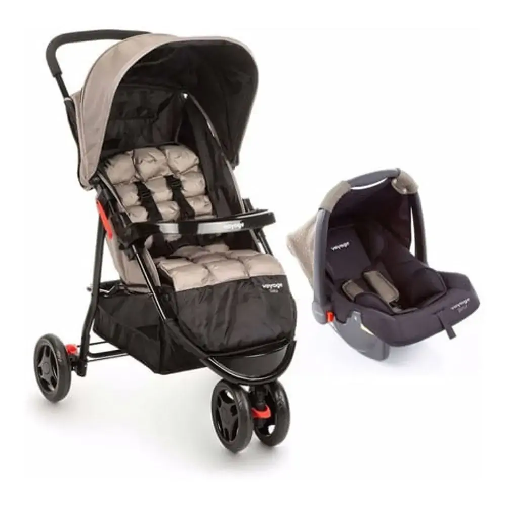 Carrinho de Passeio e Bebê Conforto Delta TS Pro Bege Voyage