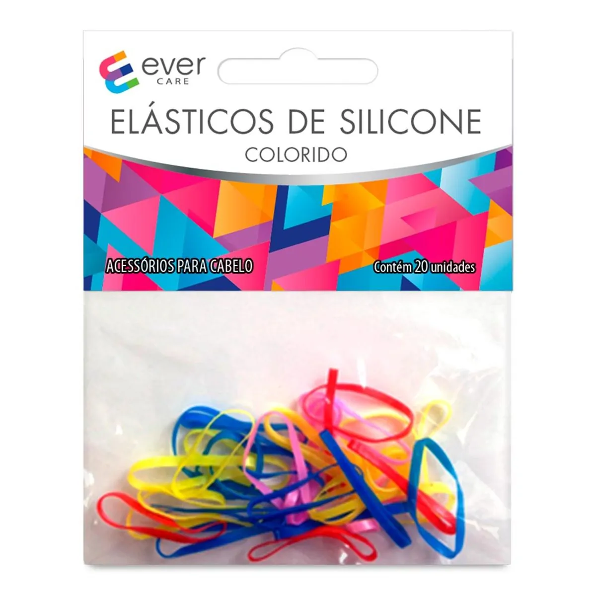 Elástico para Cabelo Ever Care Silicone Colorido 20 Unidades