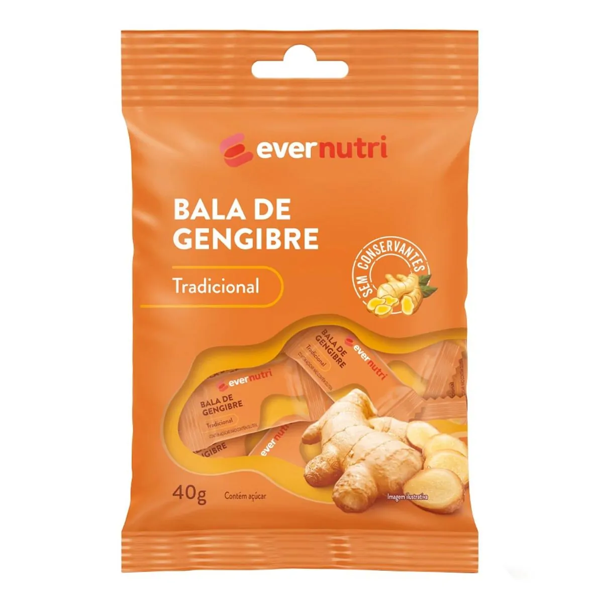 Bala de Gengibre Ever Nutri Tradicional 40g