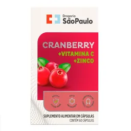 Cranberry Extrato + Vitamina C e Zinco Drogarias São Paulo 60 Comprimidos