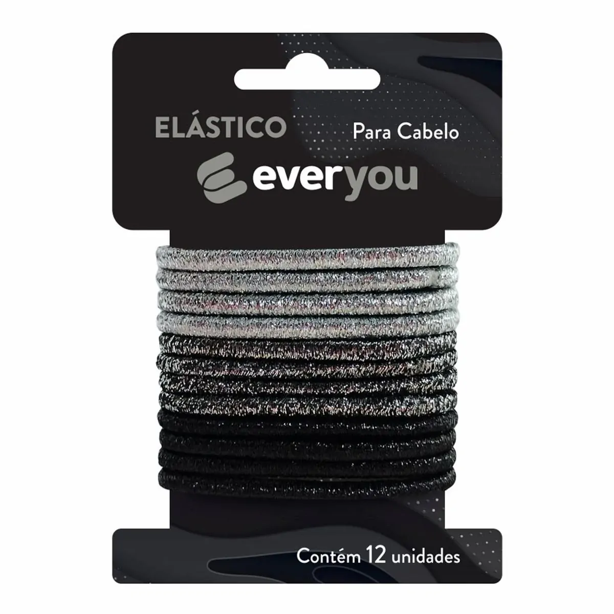Elástico para Cabelo Ever You Prateado 12 Unidades