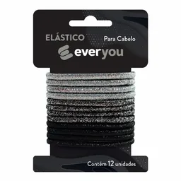Elástico para Cabelo Ever You Prateado 12 Unidades