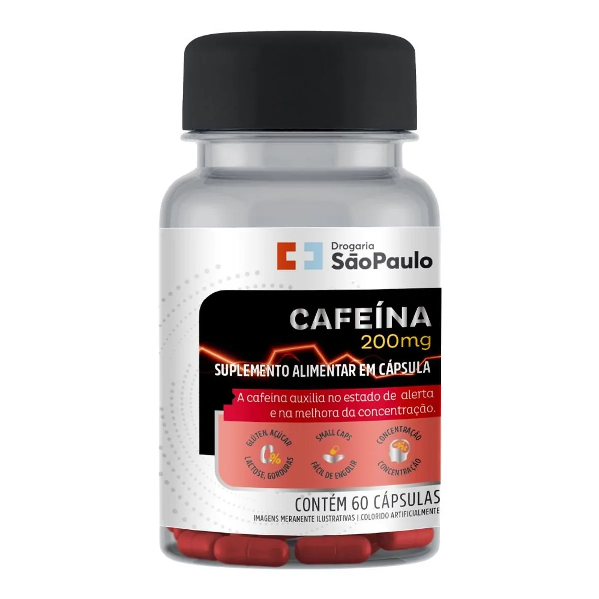 Cafeína 200mg Drogarias São Paulo 60 Comprimidos