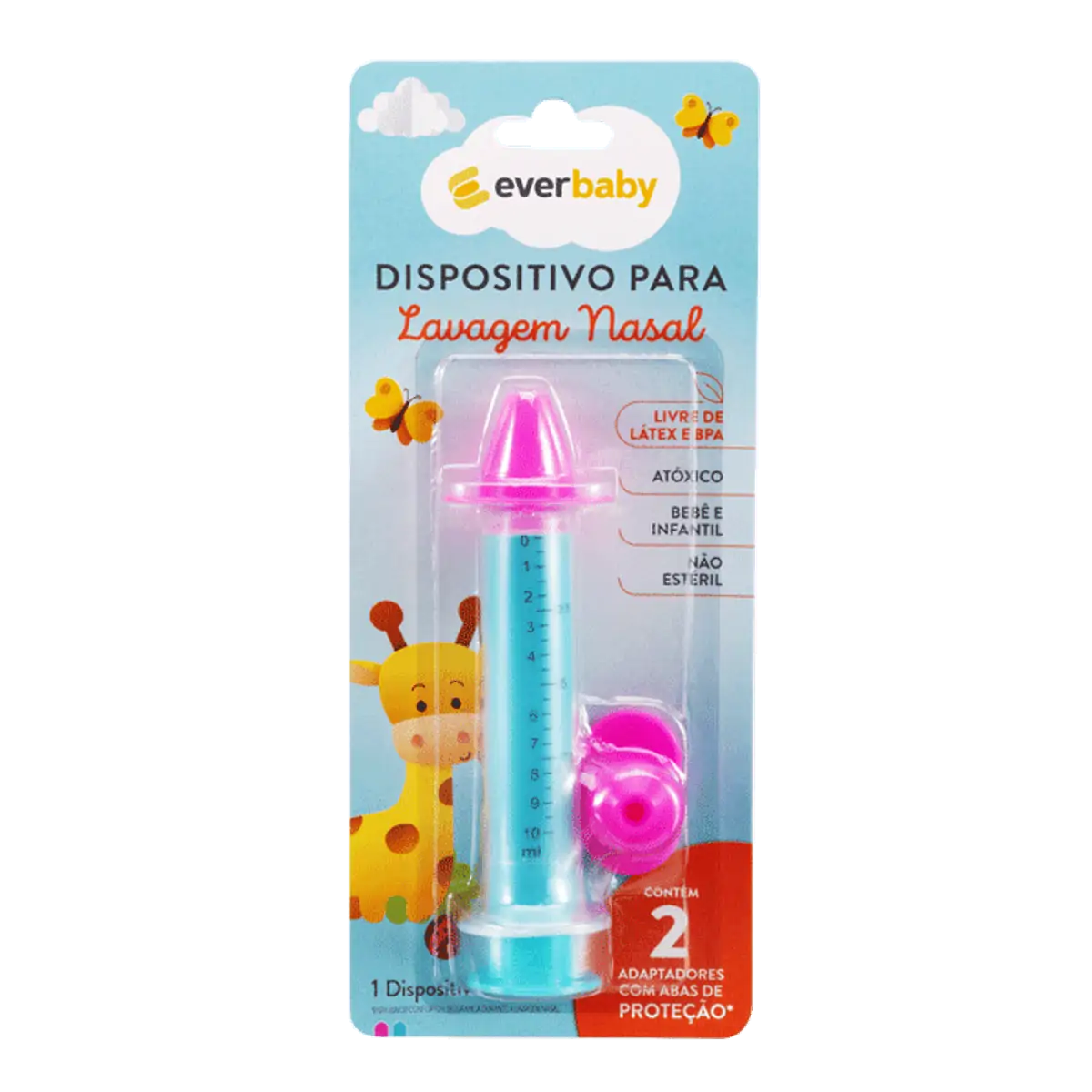 Seringa Para Lavagem Nasal Ever Baby Azul/Rosa 10ml