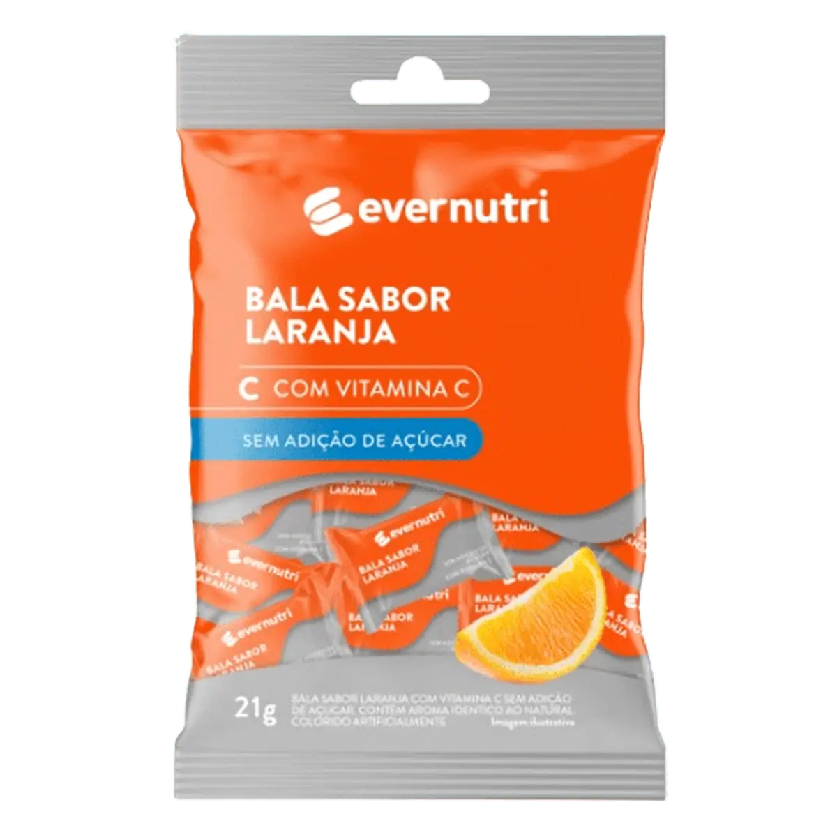 Bala Ever Nutri Vitamina C Sabor Laranja Zero Adição de Açúcar 21g
