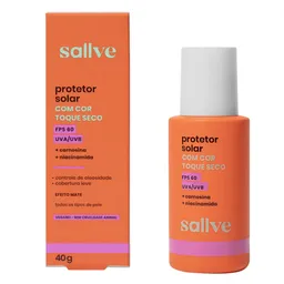 Protetor Solar Facial Sallve Toque Seco FPS60 Com Cor 70 40g