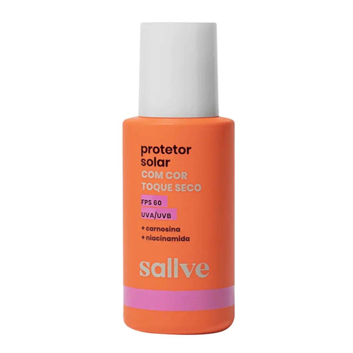 Protetor Solar Facial Sallve Toque Seco FPS60 Com Cor 90 40g