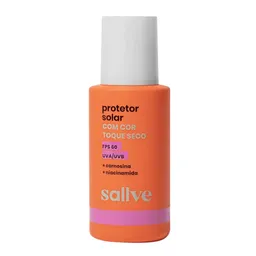 Protetor Solar Facial Sallve Toque Seco FPS60 Com Cor 90 40g