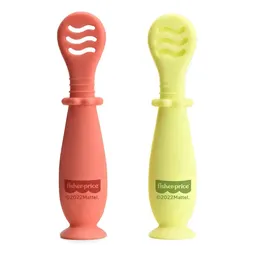 Colheres de Treinamento Fase 1 e 2 com Ventosa Yummy! Coral Fisher-Price - BB1188