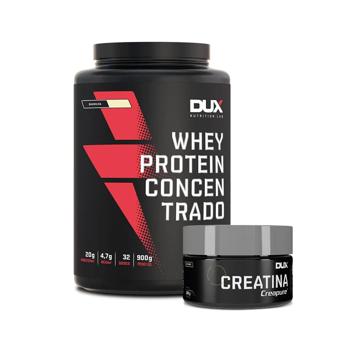 Whey Protein Concentrado  900G + Creatina 100G Dux Nutrition Morango 900G + Creatina 100G