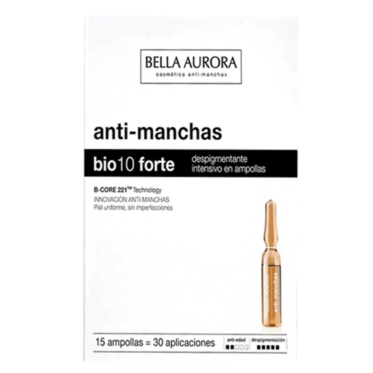 Tratamento Antimanchas Facial Bella Aurora Bio10 Forte 15 Ampolas