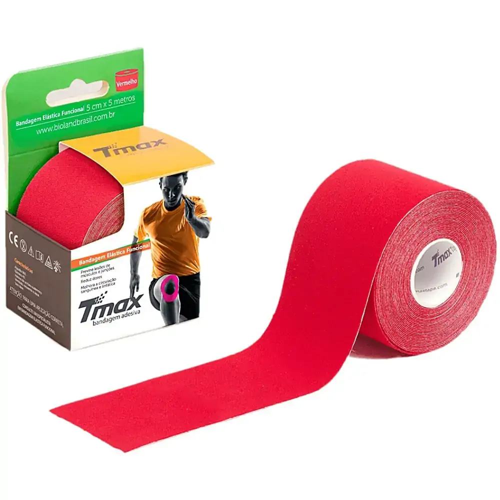 Bandagem Elástica Kinesio TMax - Vermelha - 5cm x 5m