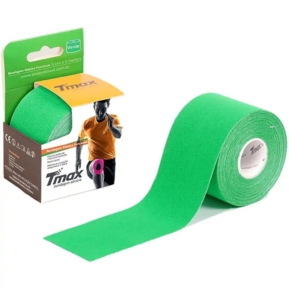 Bandagem Elástica Kinesio TMax - Verde - 5cm x 5m