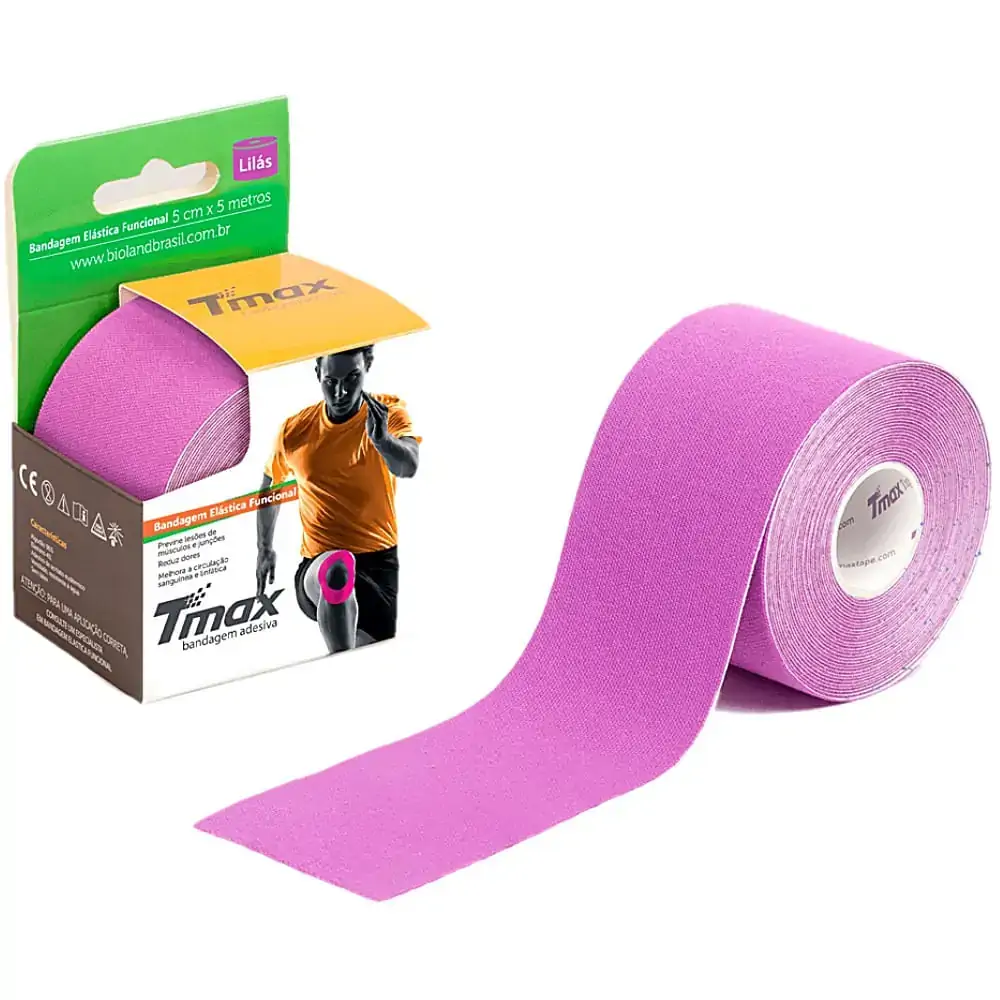 Bandagem Elástica Kinesio TMax - Lilás - 5cm x 5m