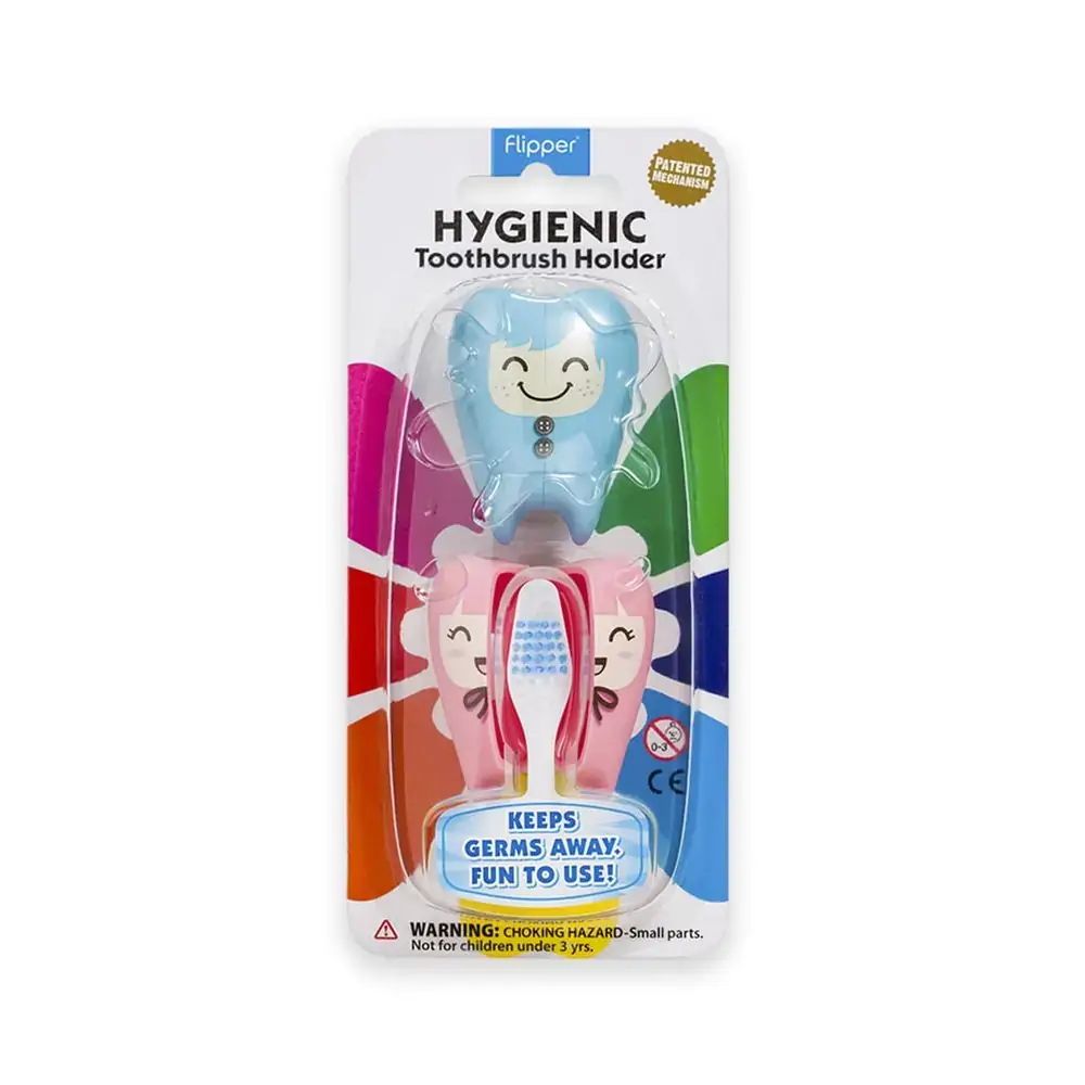 Suporte Azul E Rosa Para Escova De Dente Em Formato De Dente Dois Em 1 - Curaprox