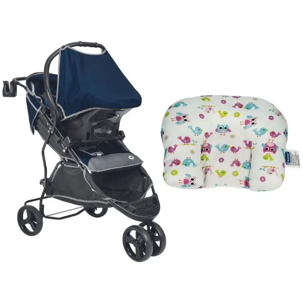 Carrinho de Bebê Evo Tutti Baby Azul + Suporte de Cabeça Almofadinha 9900000026851